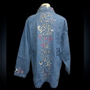 Denim & Co Embroidered Denim Top